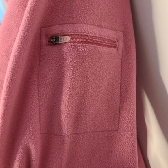 LL Bean Bright Pink Micro Fleece Full Zip Mock Neck M - Picture 3 of 9